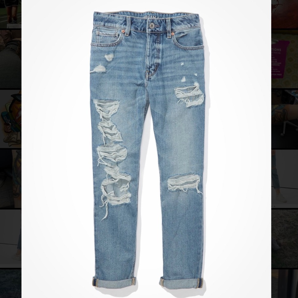 NWT AE ripped tomgirl jeans